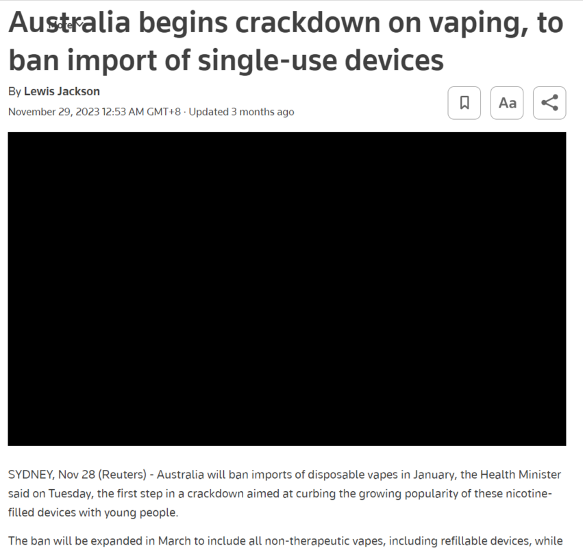Australien geht härter gegen den Schmuggel von E-Zigaretten vor